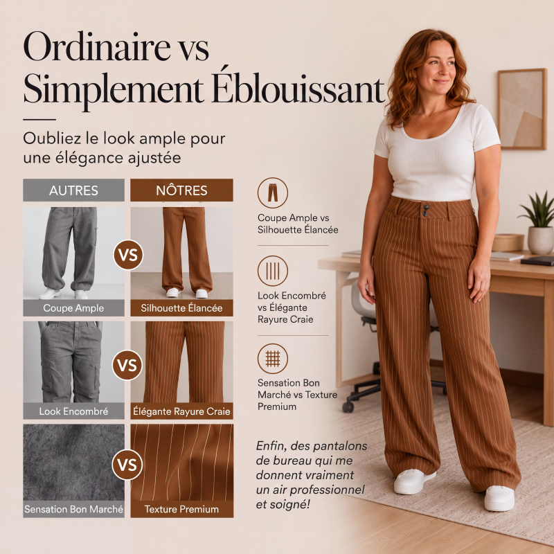 Pantalon habillé évasé rayé pour femme