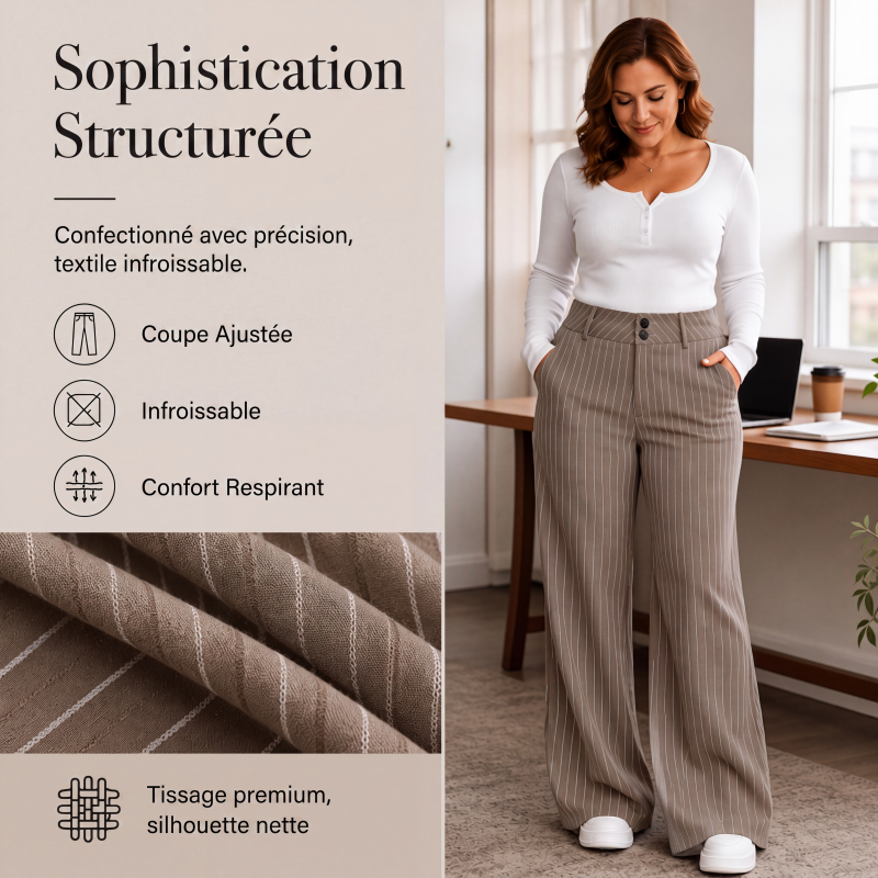Pantalon habillé évasé rayé pour femme