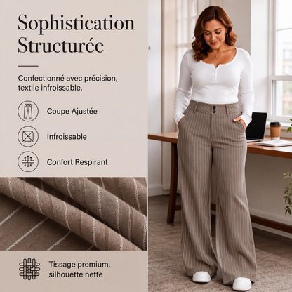 Pantalon habillé évasé rayé pour femme