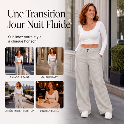 Pantalon habillé évasé rayé pour femme