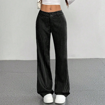 Pantalon habillé évasé rayé pour femme