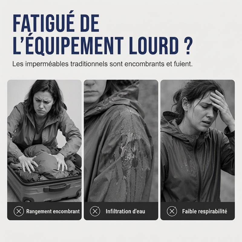Poncho de pluie à capuche unisexe, imperméable et léger