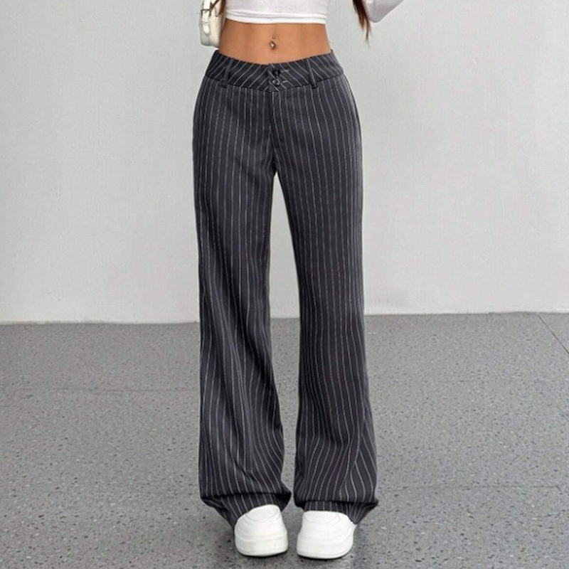 Pantalon habillé évasé rayé pour femme