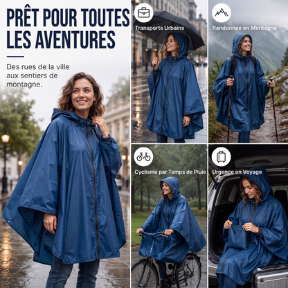 Poncho de pluie à capuche unisexe, imperméable et léger