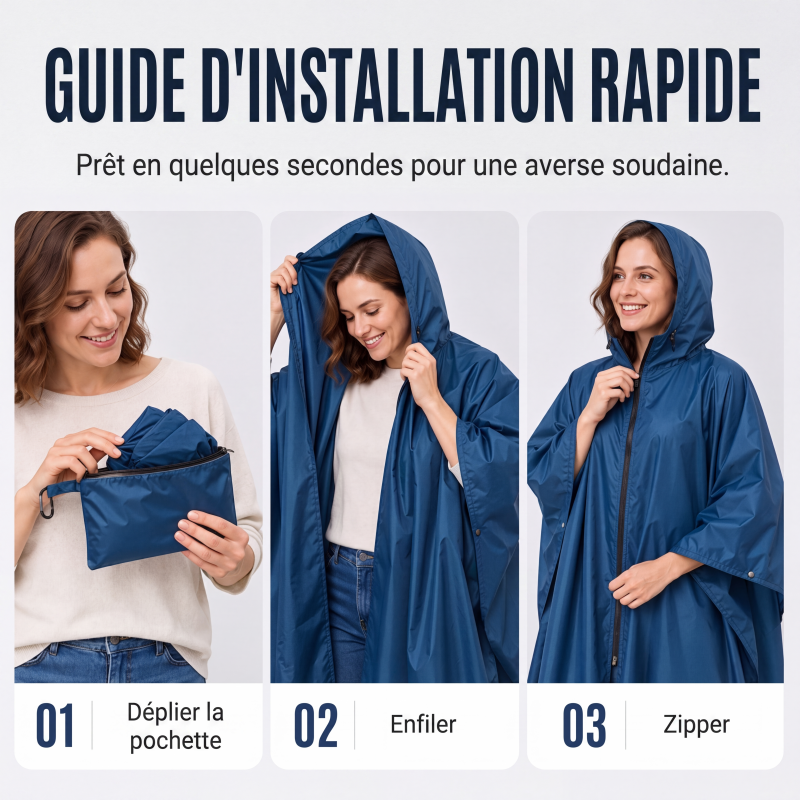 Poncho de pluie à capuche unisexe, imperméable et léger