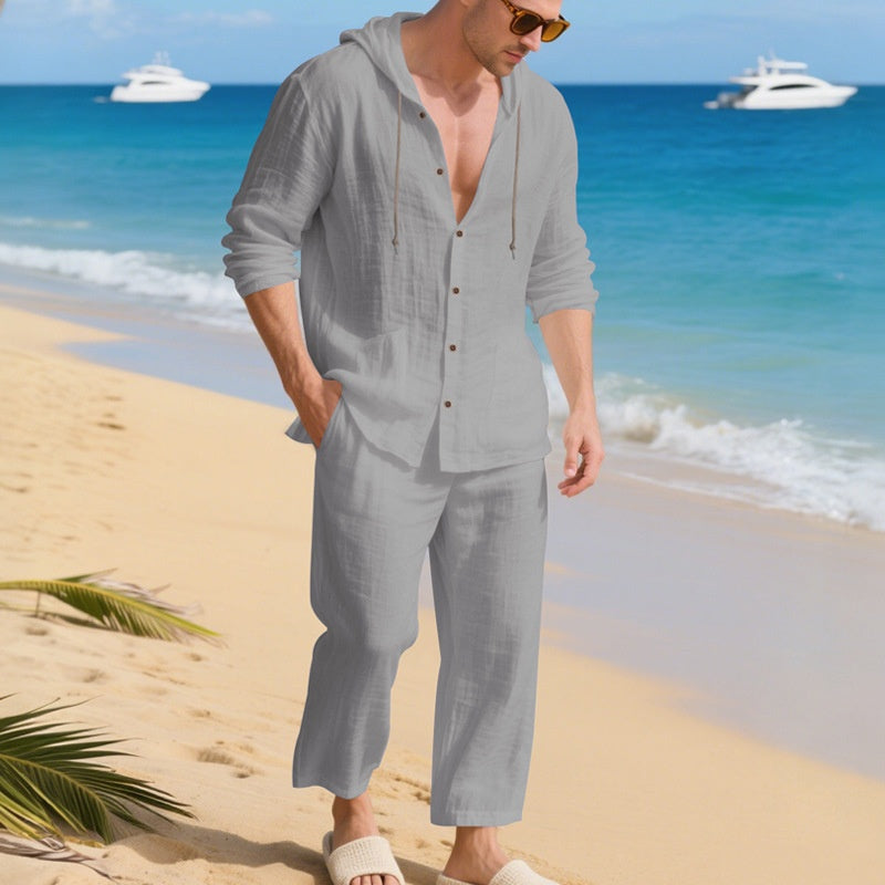 Tenue de plage en lin respirant pour homme【Livraison gratuite】