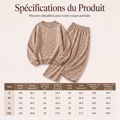 Ensemble sweat à imprimé léopard et pantalon large pour femme
