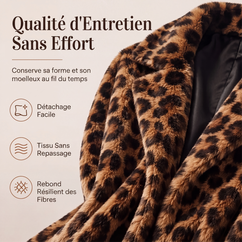 Manteau pour femme en fausse fourrure à motif léopard tendance