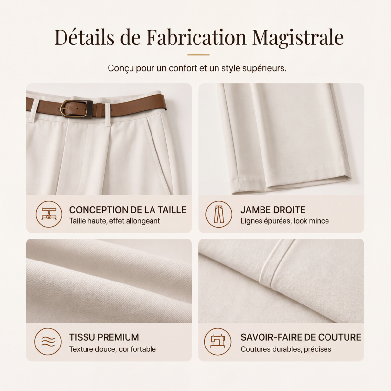 Pantalon de costume taille haute jambe large pour femme