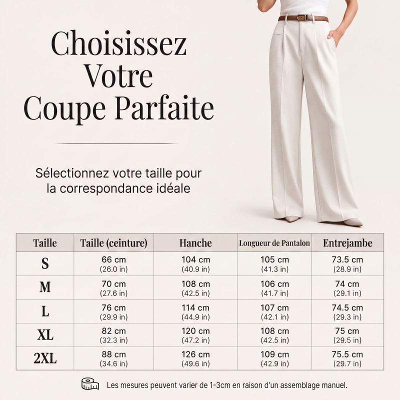 Pantalon de costume taille haute jambe large pour femme