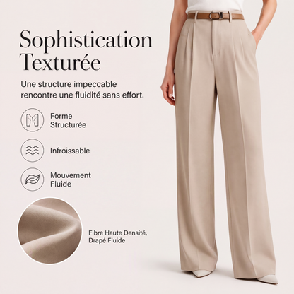 Pantalon de costume taille haute jambe large pour femme