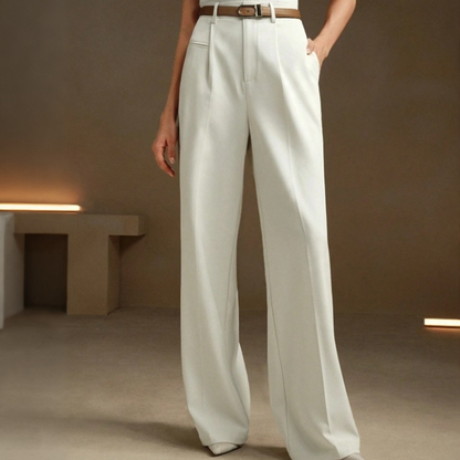 Pantalon de costume taille haute jambe large pour femme