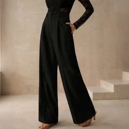 Pantalon de costume taille haute jambe large pour femme