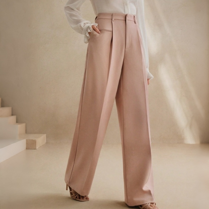 Pantalon de costume taille haute jambe large pour femme