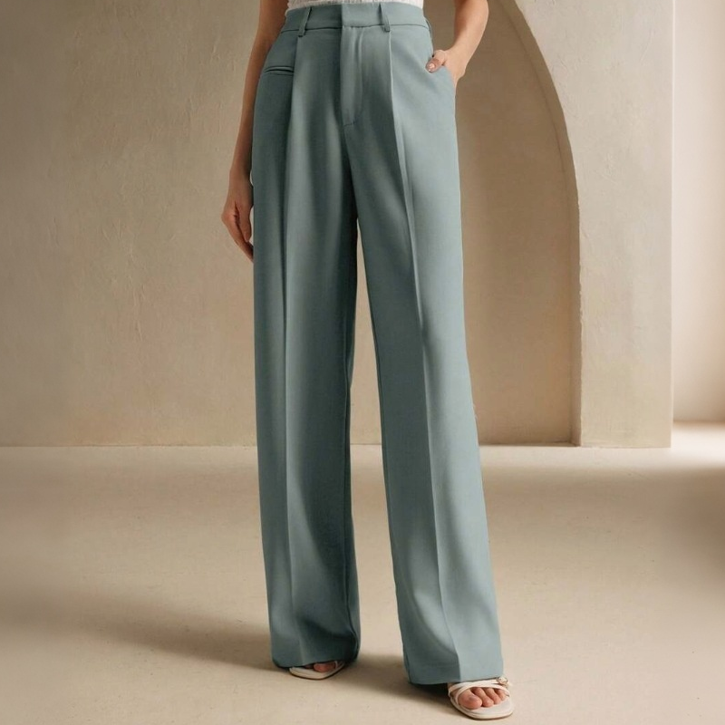 Pantalon de costume taille haute jambe large pour femme