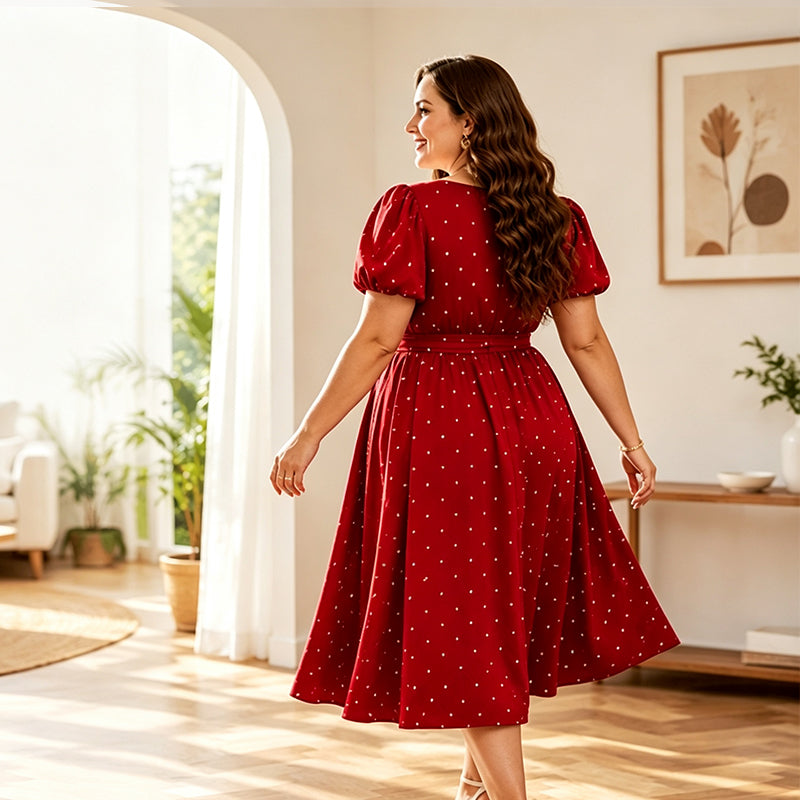 Robe à pois grande taille pour femme