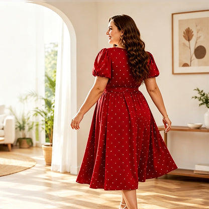 Robe à pois grande taille pour femme