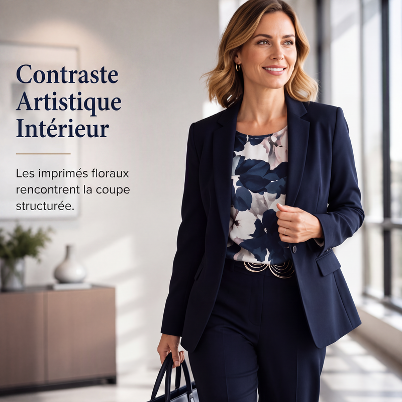 Ensemble tailleur 3 pièces pour femme : blazer, haut et pantalon