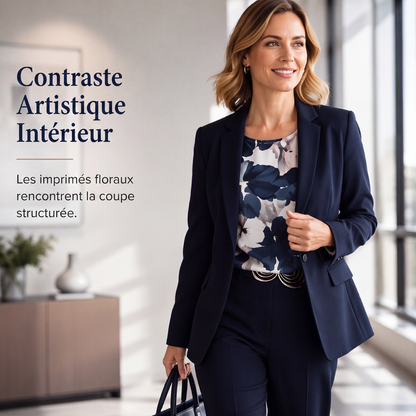 Ensemble tailleur 3 pièces pour femme : blazer, haut et pantalon