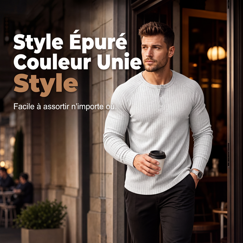 Chemise Henley ajustée pour homme