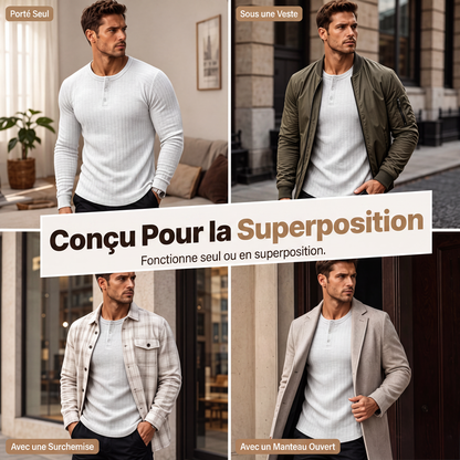 Chemise Henley ajustée pour homme