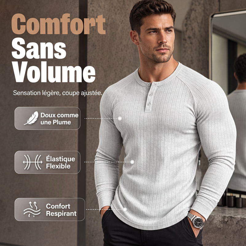 Chemise Henley ajustée pour homme