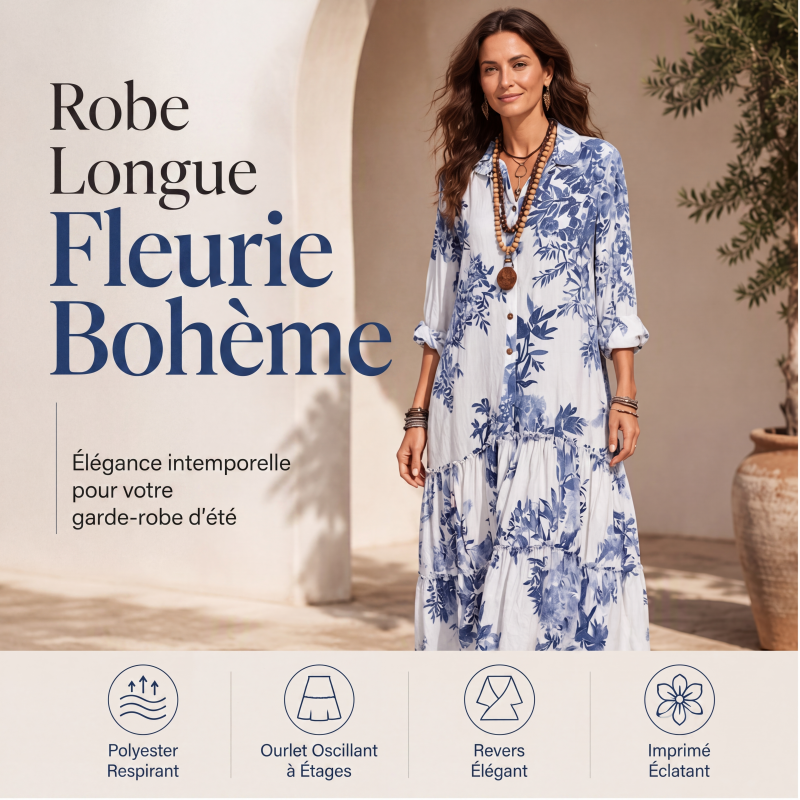 Robe longue pour femme à imprimé floral