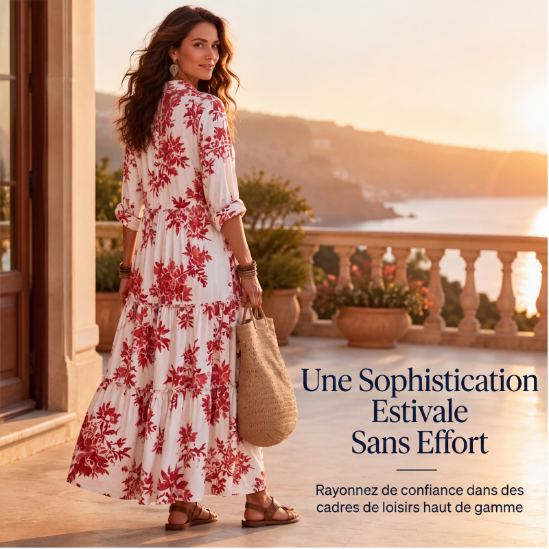 Robe longue pour femme à imprimé floral