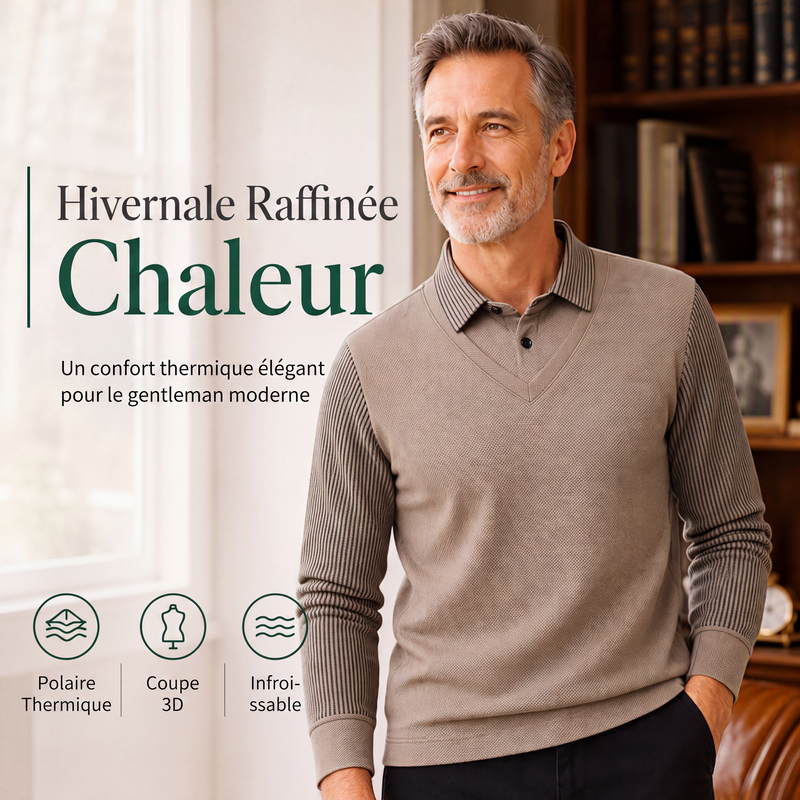 Haut à manches longues fausse deux-pièces pour homme