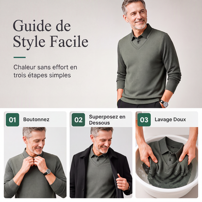 Haut à manches longues fausse deux-pièces pour homme