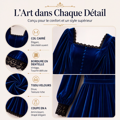 ✨ LE CHARME DU VELOURS | Robe Vintage à Encolure Carrée -50 %