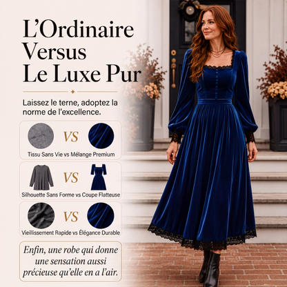 ✨ LE CHARME DU VELOURS | Robe Vintage à Encolure Carrée -50 %