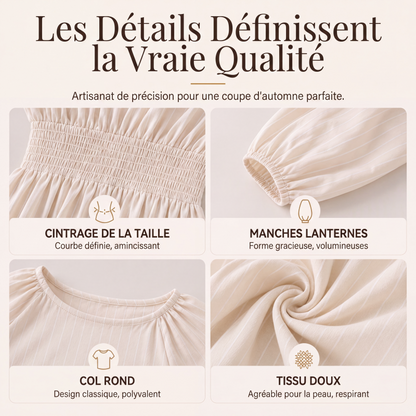 Robe longue rayée pour femme à taille élastique