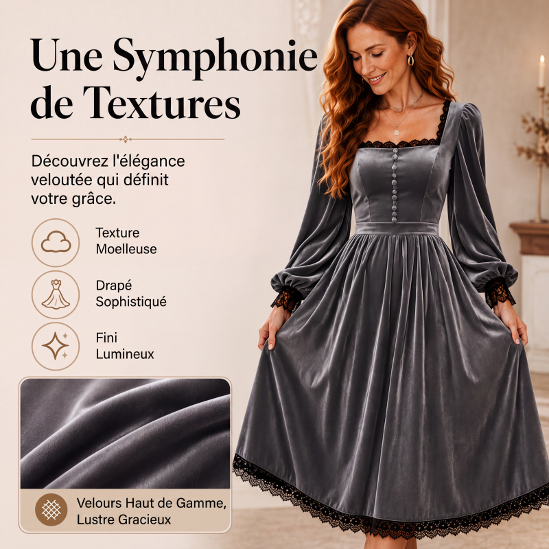 ✨ LE CHARME DU VELOURS | Robe Vintage à Encolure Carrée -50 %