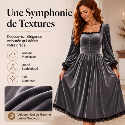 ✨ LE CHARME DU VELOURS | Robe Vintage à Encolure Carrée -50 %