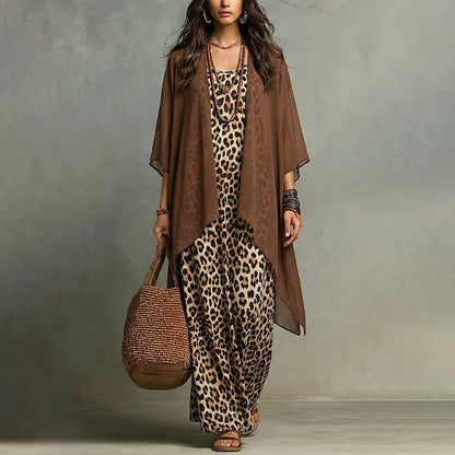 Ensemble robe longue fluide chic et cache-maillot pour femme