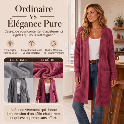 Cardigan en maille côtelée pour femme