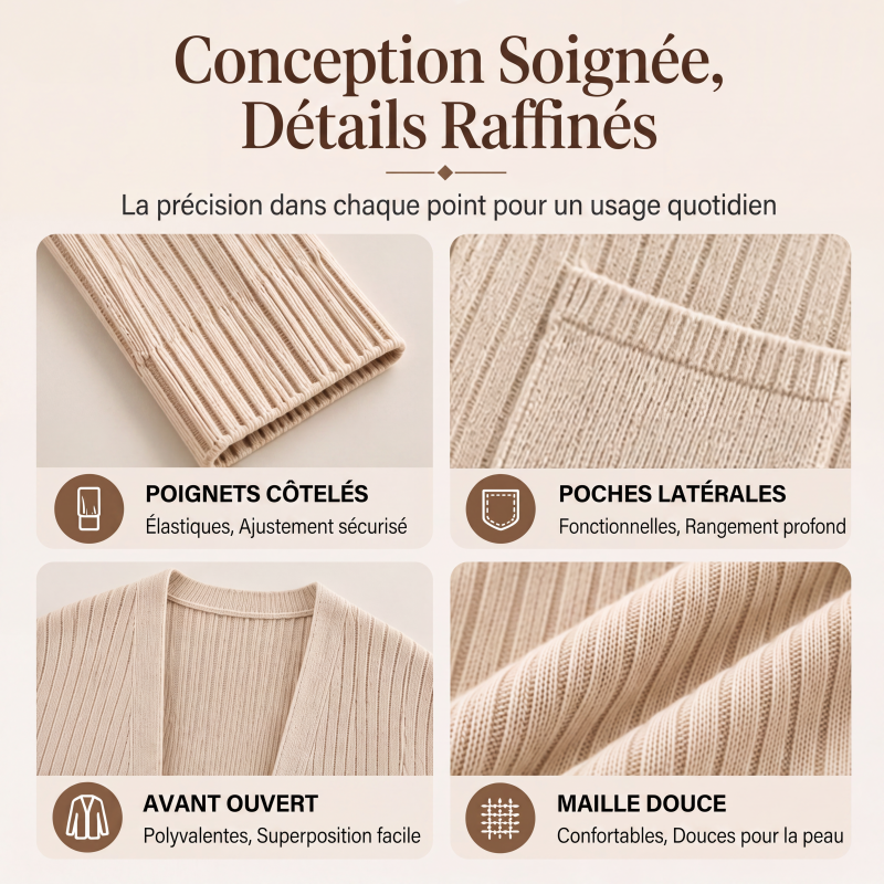 Cardigan en maille côtelée pour femme