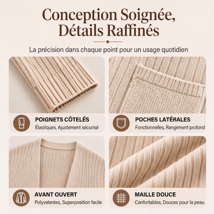 Cardigan en maille côtelée pour femme