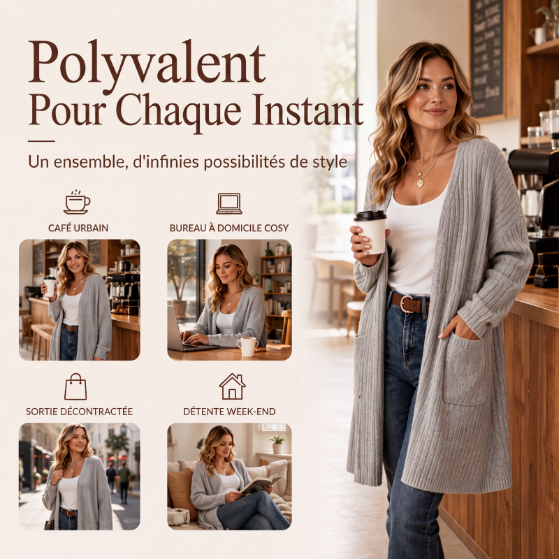 Cardigan en maille côtelée pour femme