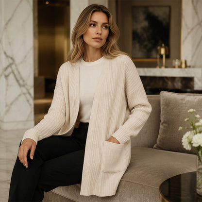 Cardigan en maille côtelée pour femme