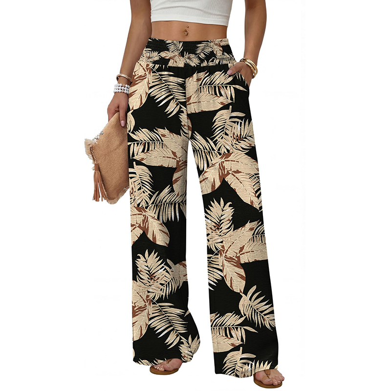 Pantalon taille haute pour femme à imprimé léopard