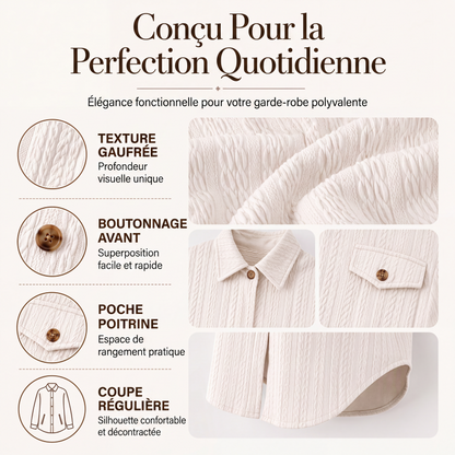 Chemise texturée à manches longues et boutons pour femme