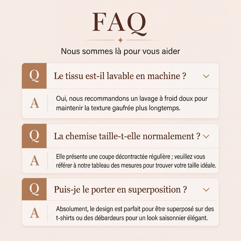 Chemise texturée à manches longues et boutons pour femme