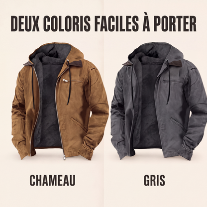 Veste de travail à capuche doublée de peluche pour homme