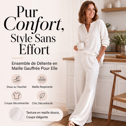 Ensemble de détente pour femme en maille gaufrée