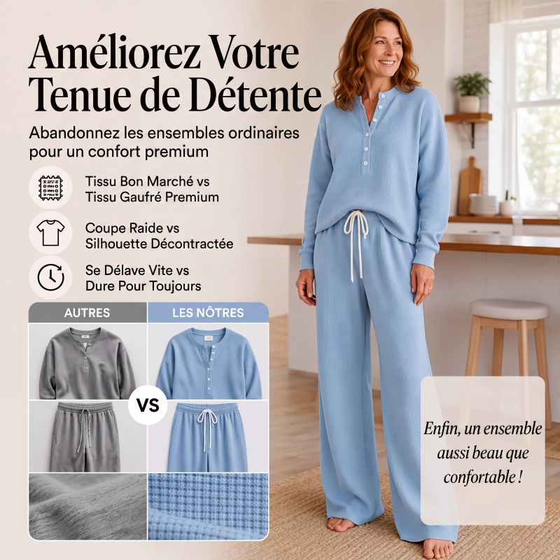 Ensemble de détente pour femme en maille gaufrée