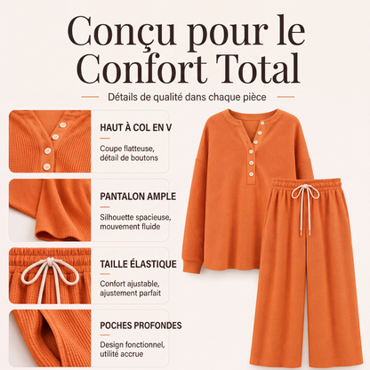 Ensemble de détente pour femme en maille gaufrée