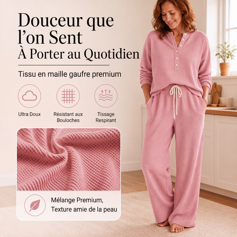 Ensemble de détente pour femme en maille gaufrée
