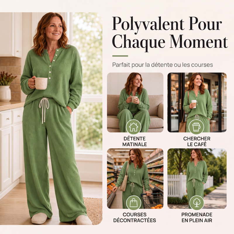 Ensemble de détente pour femme en maille gaufrée